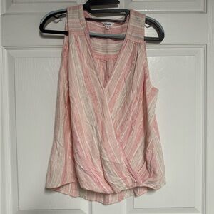 Splendid Pink and White Wrap Blouse Sleeveless